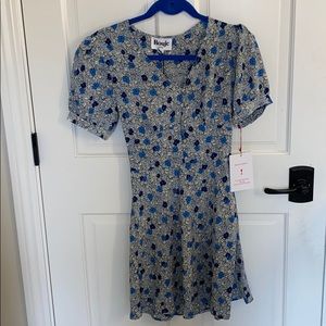 Mini length floral dress; tags still attached